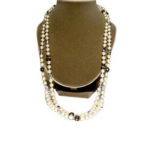 Vtg JUDY LEE  Aurora Borealis Pearl Crystal Beads